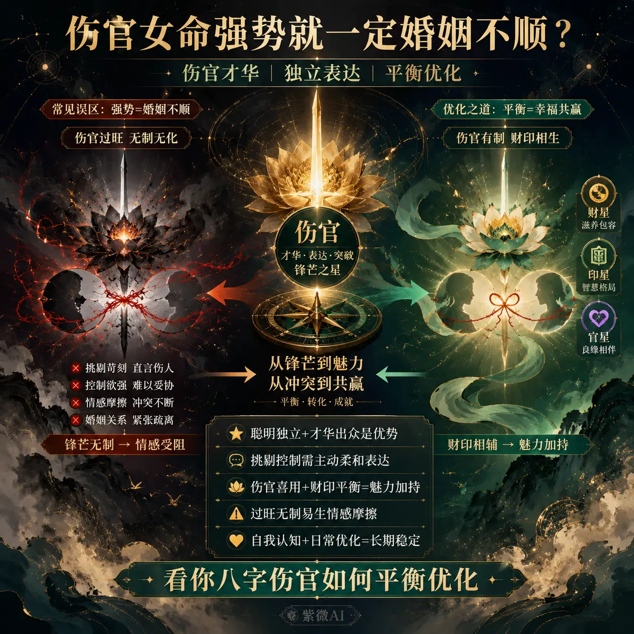 傷官女命性格強勢就一定婚姻不順嗎？ 圖片