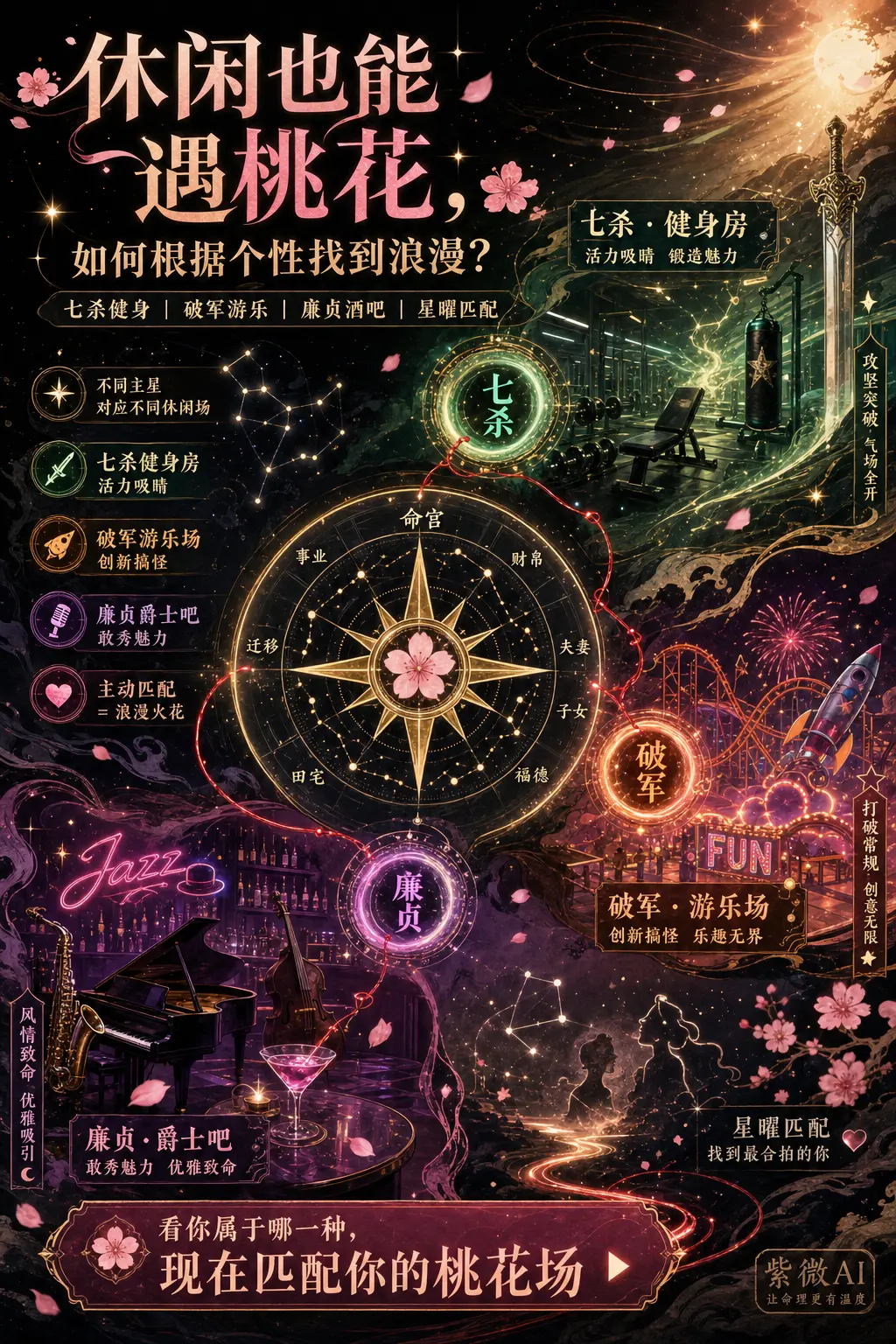 想在休閒放鬆時自然遇到桃花，卻不知道自己的個性適合什麼場合，容易去錯地方或錯過心動瞬間 圖片