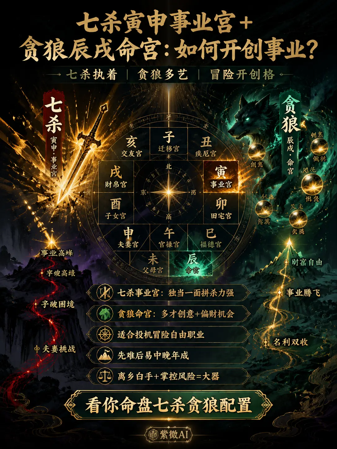 敢拼敢闖、開創冒險精神強，事業心旺盛，適合競爭激烈或變動大的工作，卻容易充滿風險和大起大落，在拼殺衝勁與辛苦消耗之間反覆拉扯 圖片